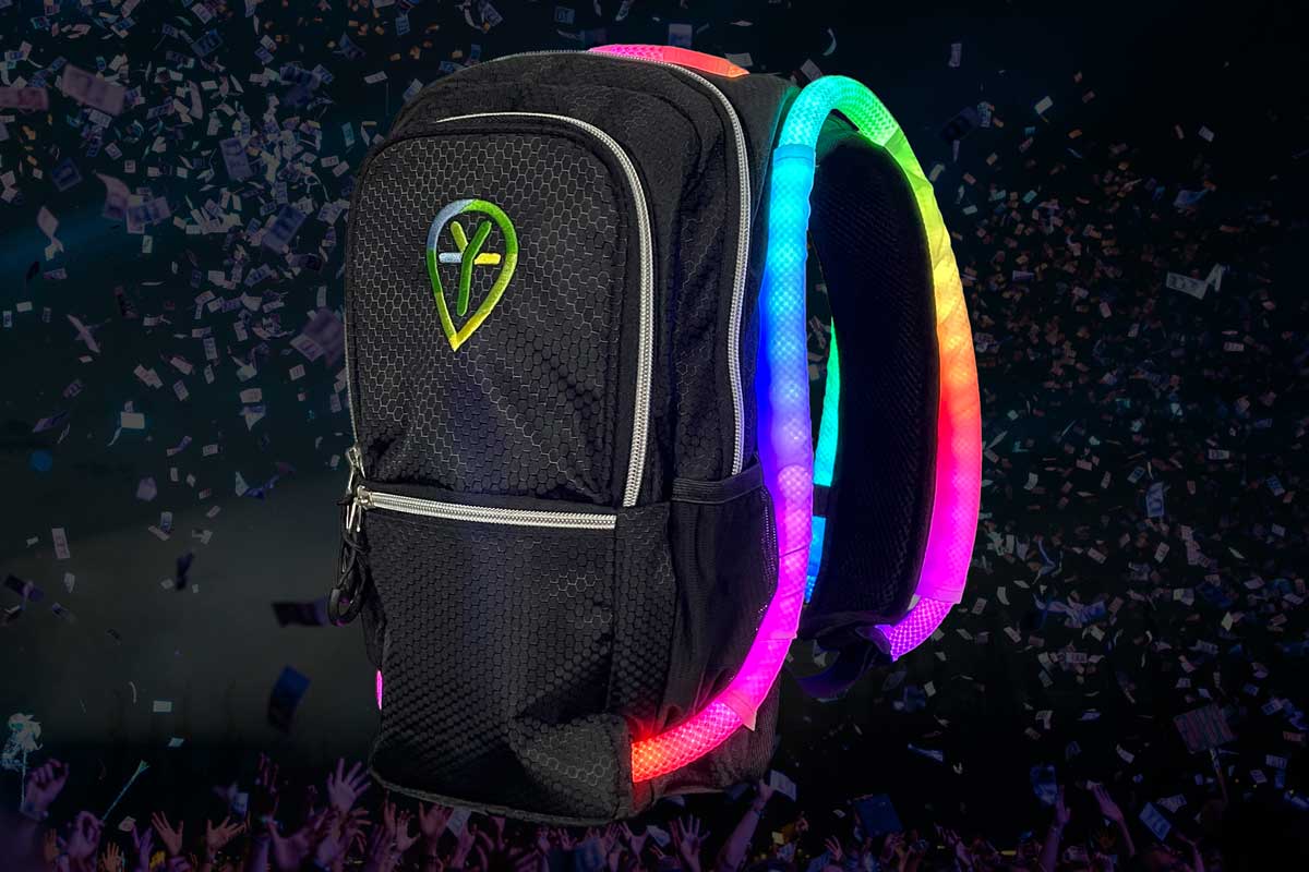 Tektronic Fiber Optic Light Up Backpack Fiber Optic LED Backpack | YMYW Collection | BLACK - Your  main image 3