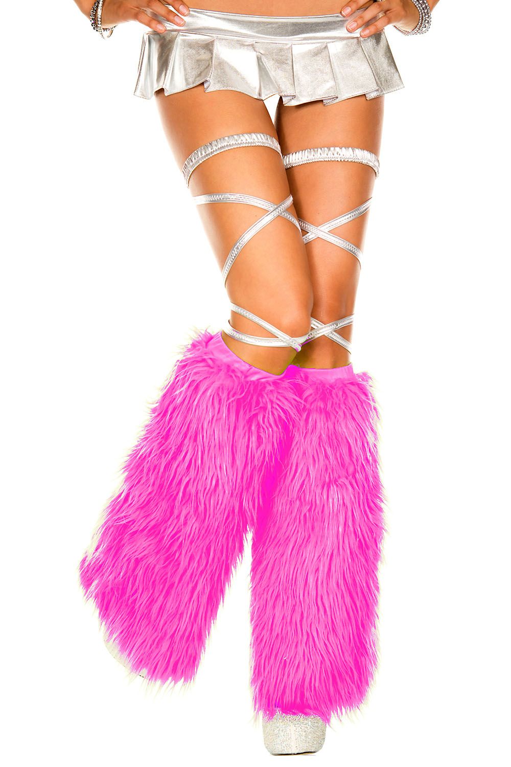 Furry Leg Warmers - HOT PINK